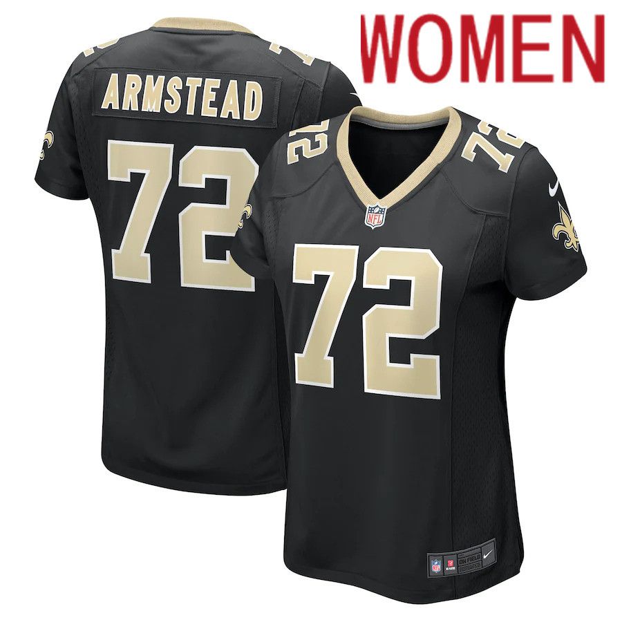 Women New Orleans Saints #72 Terron Armstead Nike Black Game NFL Jersey->women nfl jersey->Women Jersey